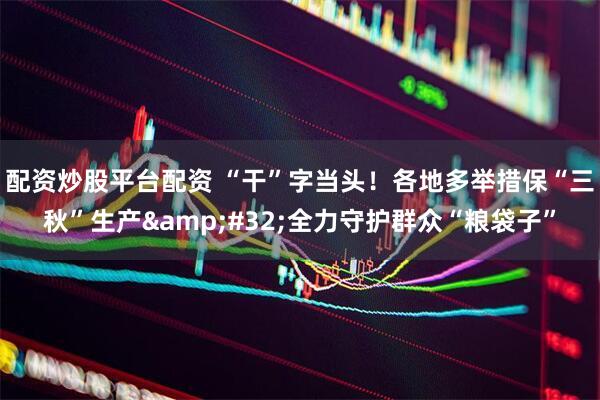 配资炒股平台配资 “干”字当头！各地多举措保“三秋”生产&#32;全力守护群众“粮袋子”